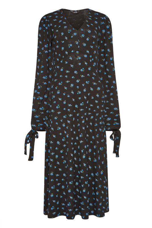 LTS Tall Black & Blue Floral Print Midi Dress_F.jpg