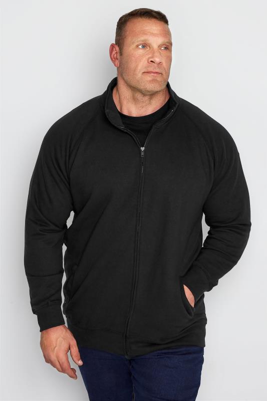 Men's Sweatshirts KAM Big & Tall Black Zip Through Sweatshirt