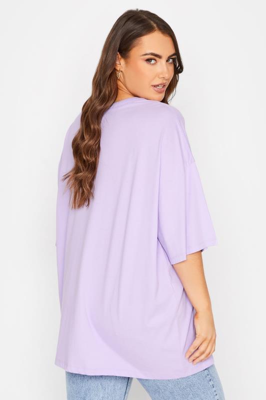 Plus Size Lilac Purple Oversized Boxy T-Shirt | Yours Clothing 3