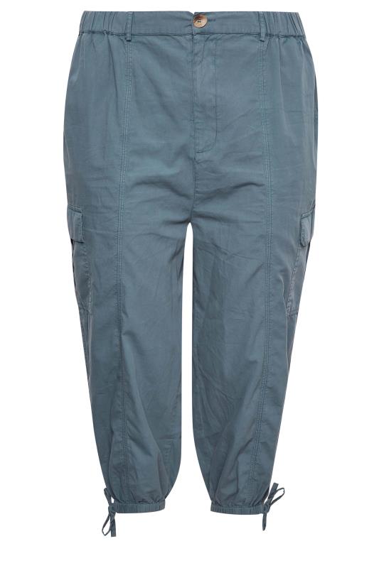 YOURS Curve Plus Size Grey Cropped Cargo Trousers | Yours Clothing  6