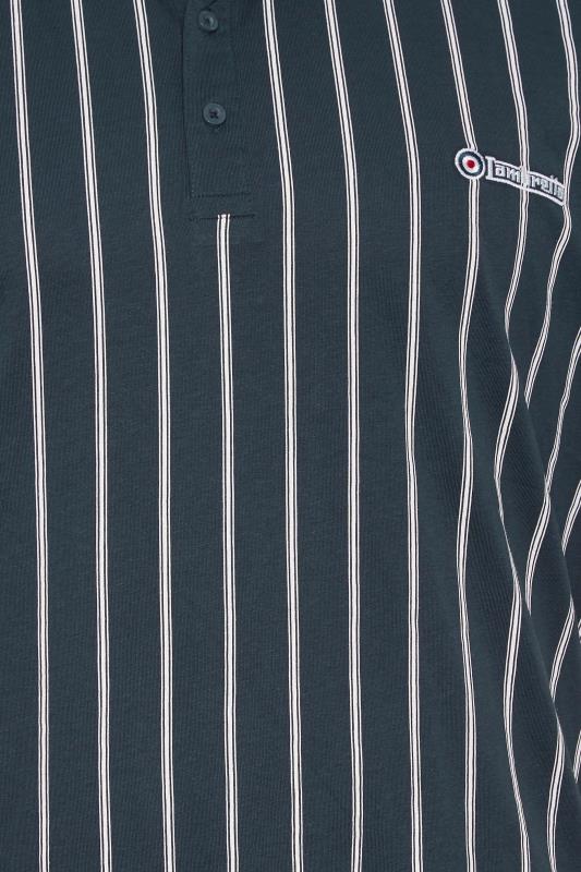 LAMBRETTA Big & Tall Navy Blue Pinstripe Short Sleeve Polo Shirt | BadRhino  2