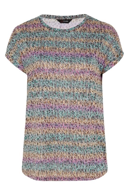 YOURS Plus Size Curve Pink & Yellow Stripe Animal Print T-Shirt | Yours Clothing  5