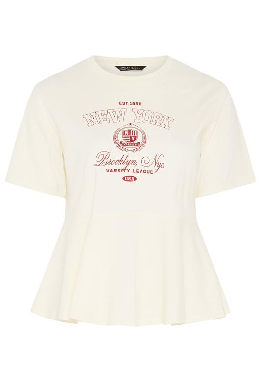 LIMITED COLLECTION Plus Size Ivory White Sporty New York Peplum Top 5