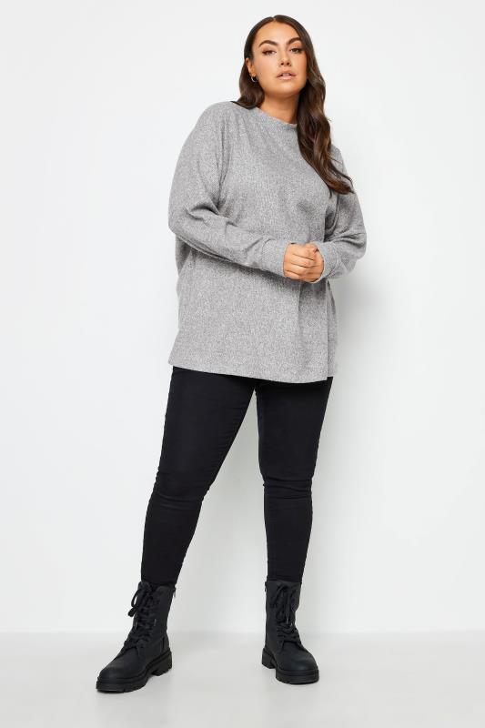 YOURS LUXURY Plus Size Grey Soft Touch Ribbed Jumper | Yours Clothing 2