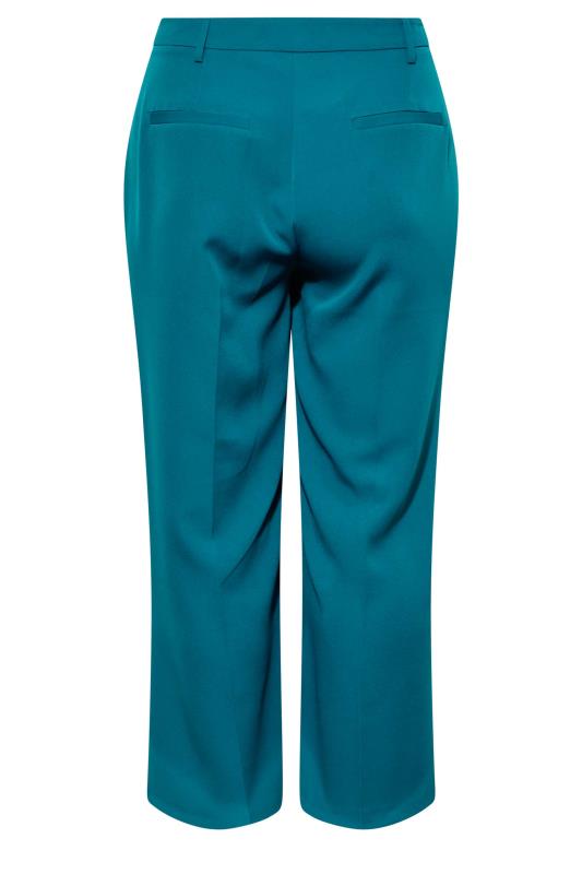 Plus Size Teal Blue Split Hem Flared Trousers| Yours Clothing 5