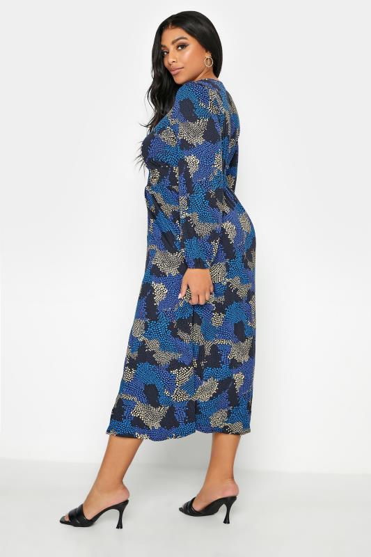 YOURS LONDON Blue Spot Print Shirred Waist Maxi Dress_C.jpg