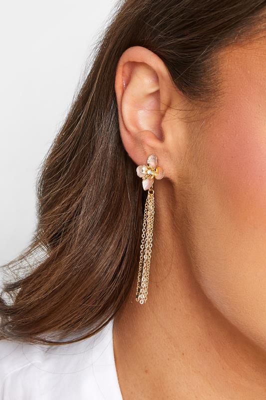 Gold Flower Tassel Earrings | Yours Clothing 1