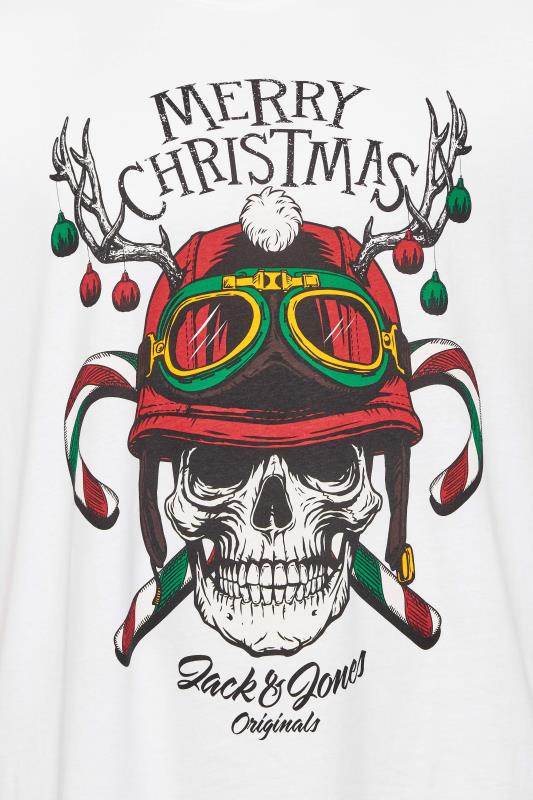 JACK & JONES Big & Tall White Christmas Skull T-Shirt | BadRhino 2