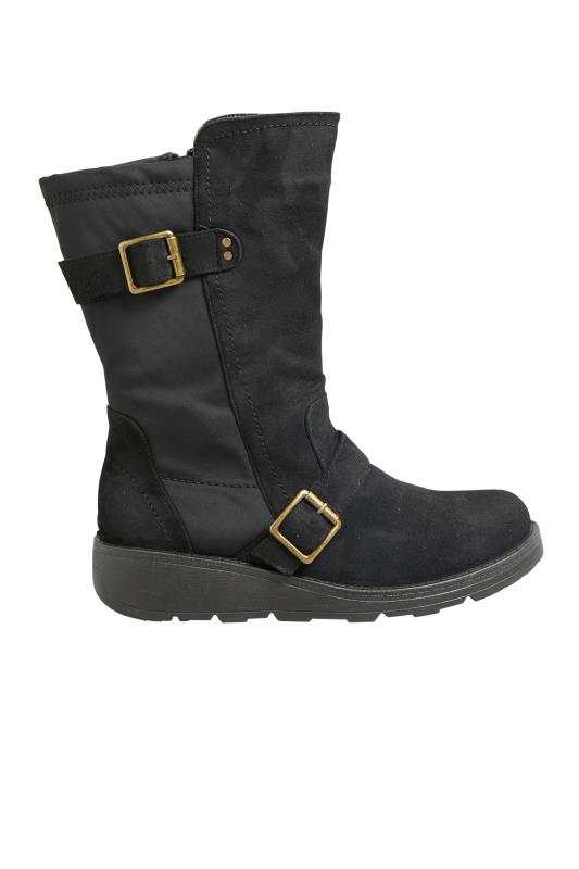 Black Faux Suede Wedge Buckle Boots In Extra Wide EEE Fit_AM.jpg