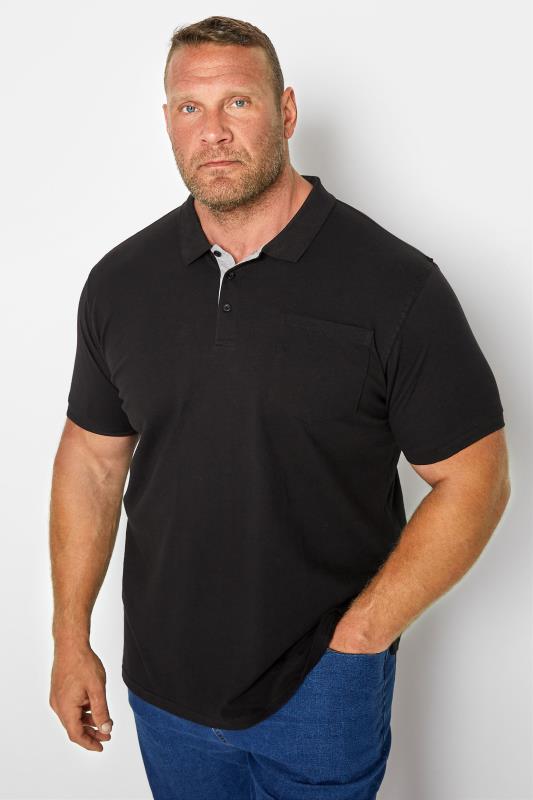 Plus Size  D555 Big & Tall Black Basic Polo Shirt