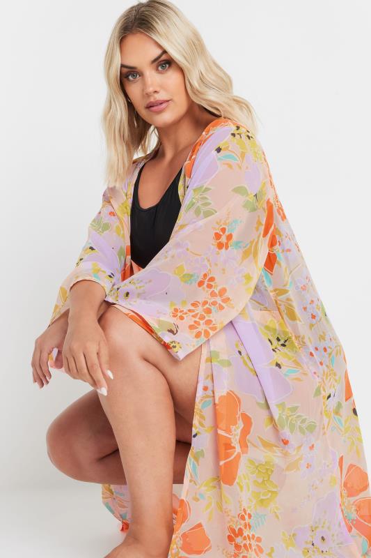 YOURS Plus Size Purple Floral Print Beach Shirt | Yours Clothing 4