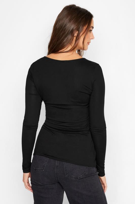 LTS Tall Black Long Sleeve Cut Out Neck Top 3