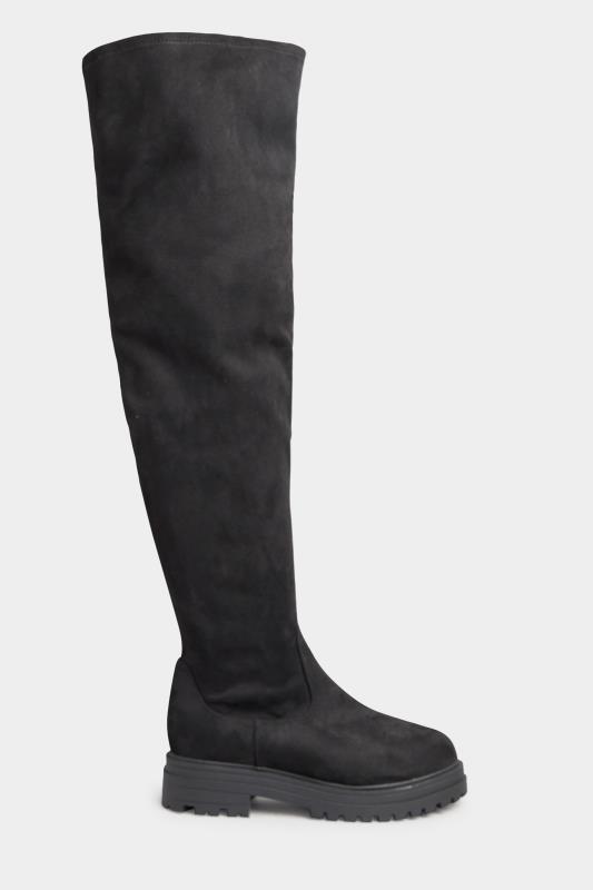 LIMITED COLLECTION Black Faux Suede Super High Over The Knee Boots In Extra Wide EEE Fit 2