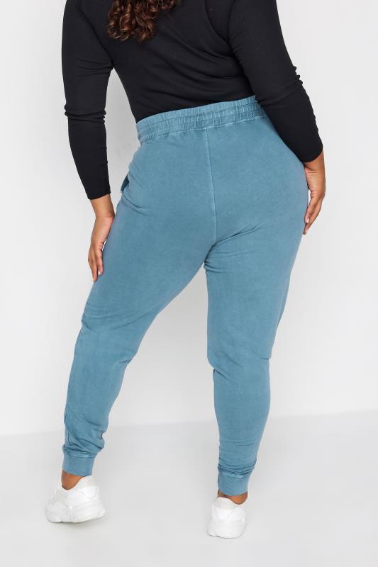 YOURS Plus Size Blue Acid Wash Joggers | Yours Clothing 3