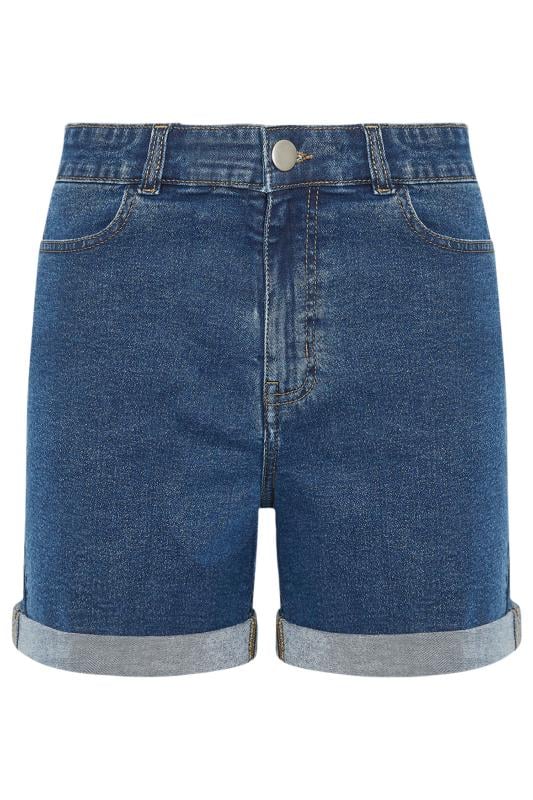 LTS Tall Mid Blue Turn Up Denim Mom Shorts | Long Tall Sally 5