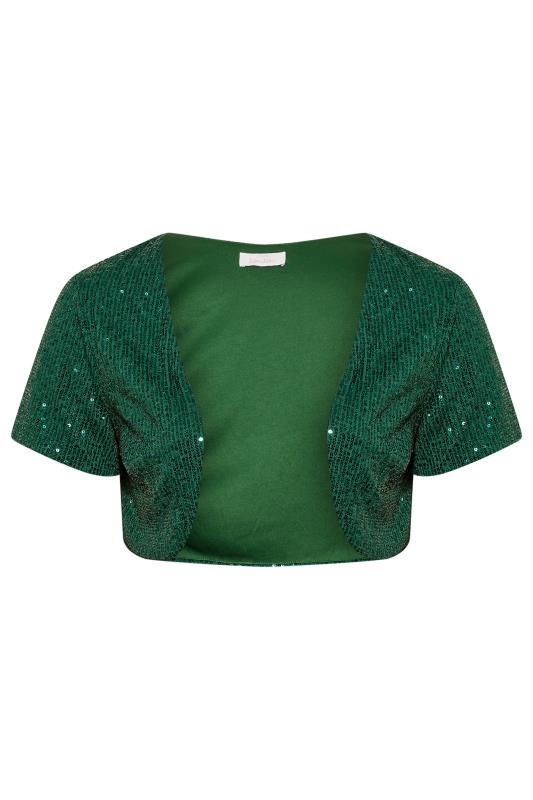 Plus Size YOURS LONDON Green Sequin Embellished Shrug Cardigan | Yours Clothing 7