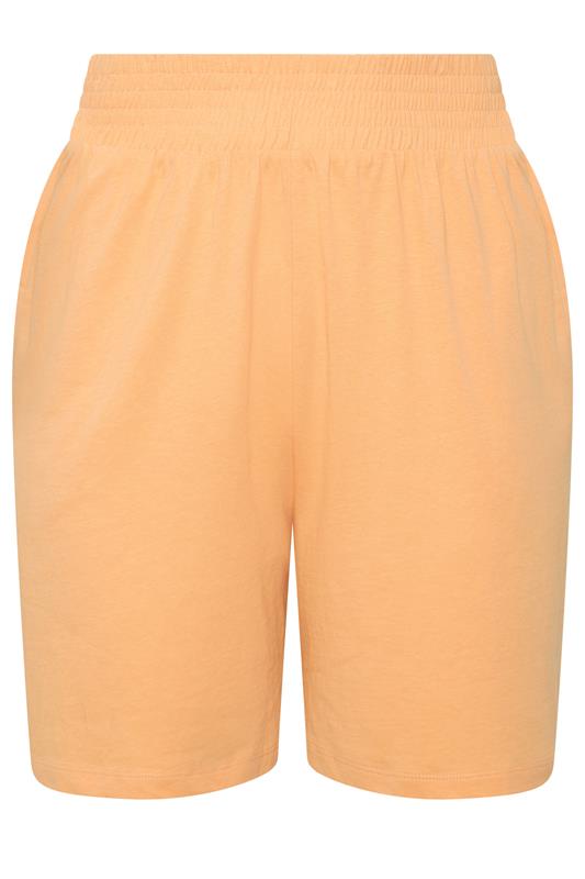 YOURS Plus Size Orange Shirred Waist Shorts | Yours Clothing 7