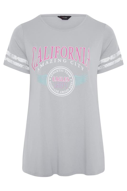 Grey Short Sleeve 'California' Slogan Print T-Shirt_F.jpg