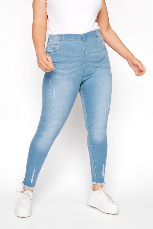  Grande Taille YOURS FOR GOOD Curve Light Blue Cat Scratch Stretch JENNY Jeggings