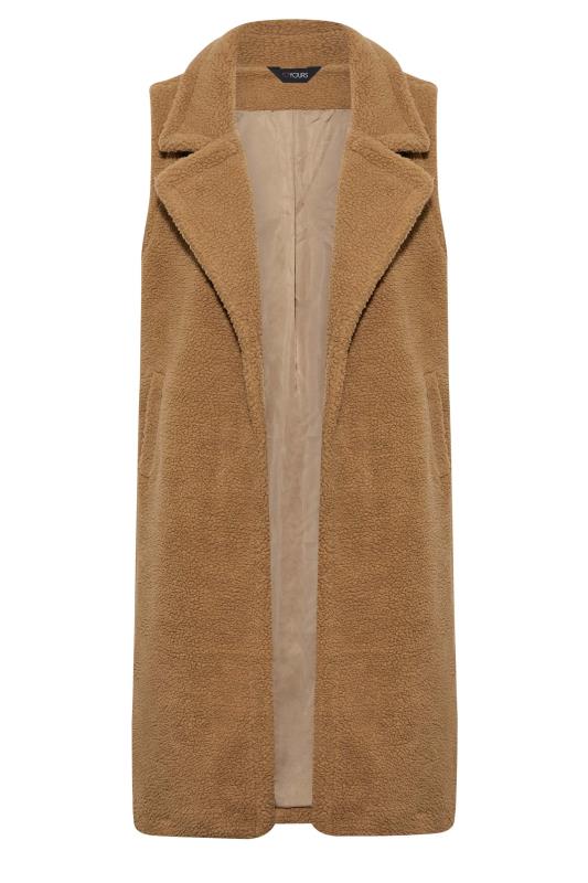 Plus Size Beige Brown Shearling Teddy Maxi Gilet | Yours Clothing 6