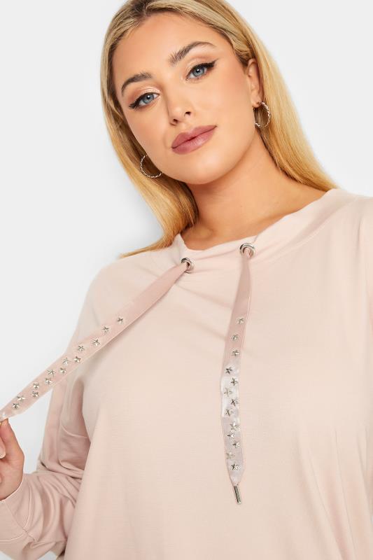 Plus Size  YOURS LUXURY Curve Pink Star Embellished Sweatshirt