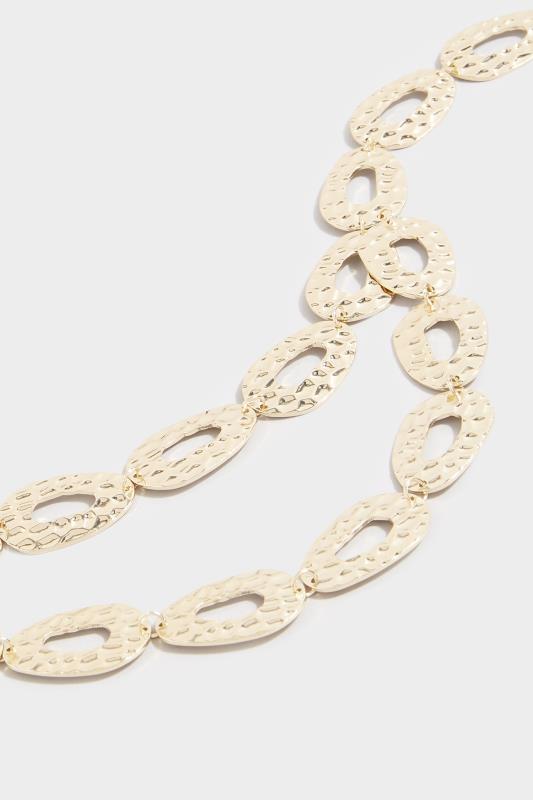 Gold Tone Hammered Circle Double Layer Necklace 3