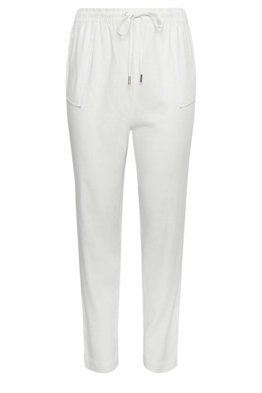 YOURS Curve White Linen Look Joggers | Yours Clothing  5