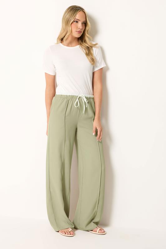  LTS Tall Natural Brown Contrast Waist Wide Leg Trousers