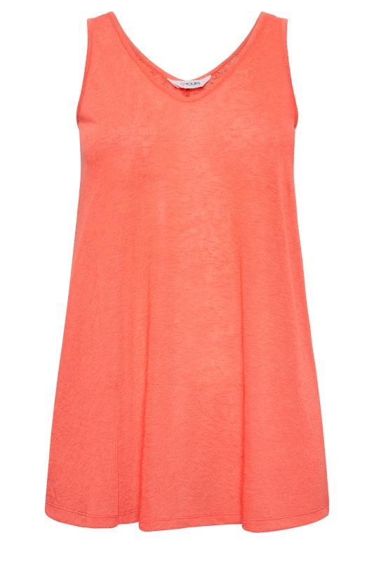 YOURS Plus Size Coral Pink Linen Look Vest Top | Yours Clothing  5