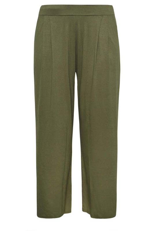 YOURS Plus Size Khaki Green Pleat Front Wide Leg Trousers | Yours Clothing