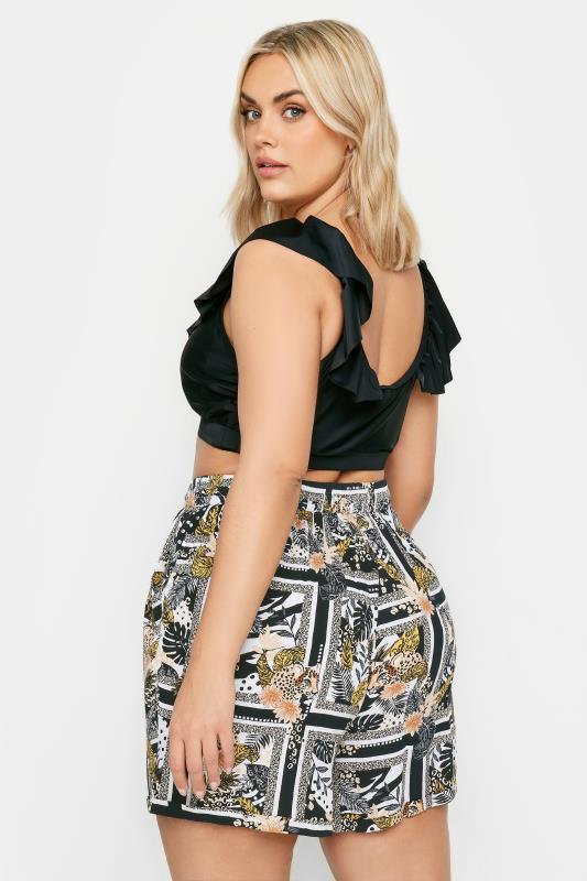 LIMITED COLLECTION Plus Size Black Leopard Print Crinkle Shorts | Yours Clothing 4
