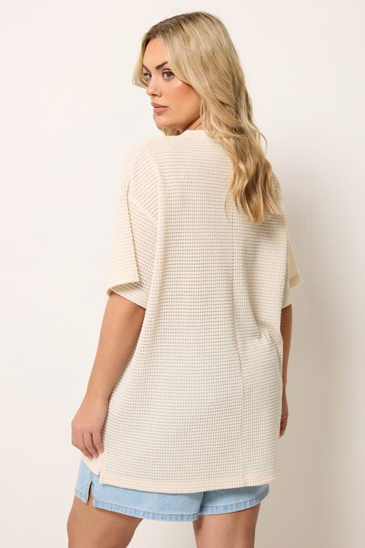 YOURS Plus Size Natural Brown Boxy Knitted T-Shirt | Yours Clothing 2