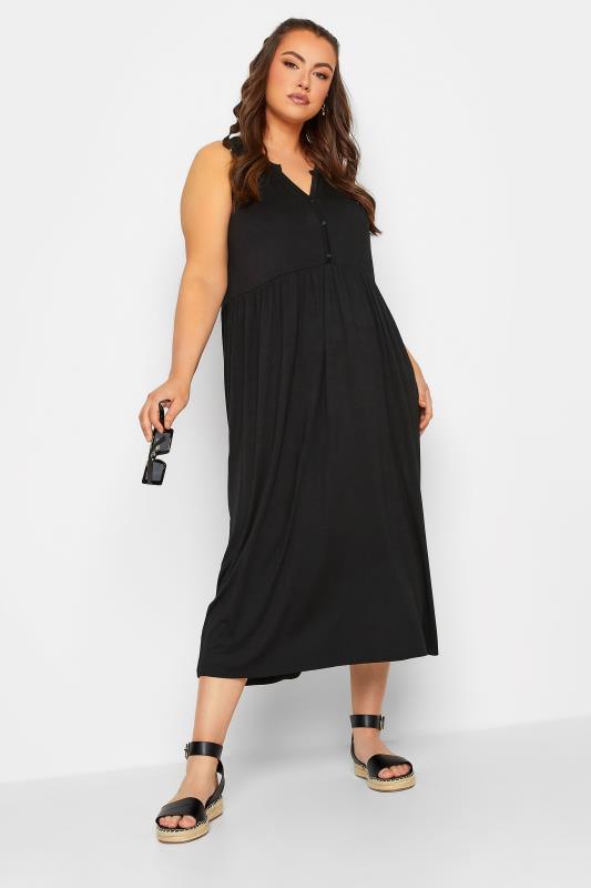 LIMITED COLLECTIO Plus Size Black Placket Maxi Dress | Yours Clothing