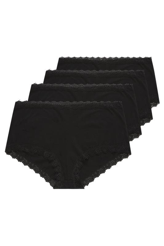 4 PACK Black Lace Trim High Waisted Shorts | Yours Clothing 3