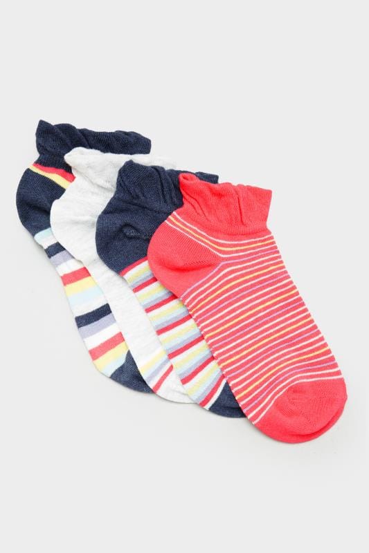 4 PACK Multi Rainbow Trainer Socks 