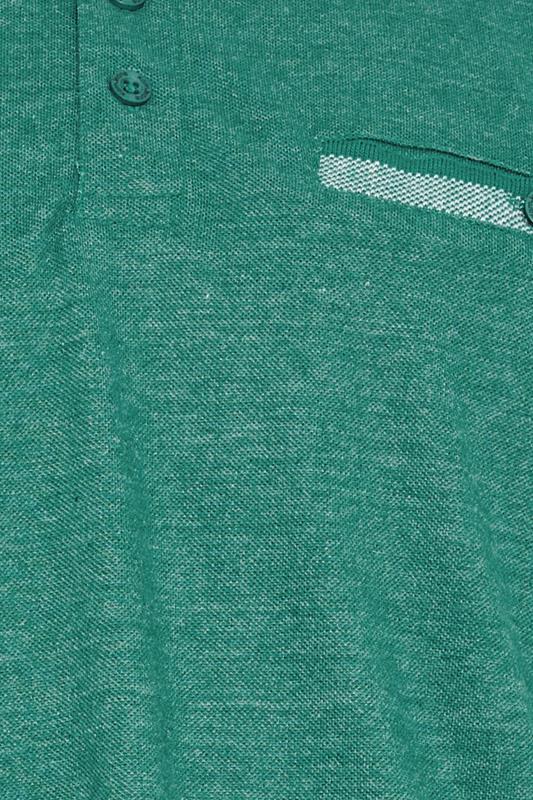 KAM Big & Tall Green Marl Jacquard Polo Shirt | BadRhino 4