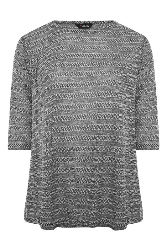 Grey Stripe 3/4 Length Sleeve Top_F.jpg