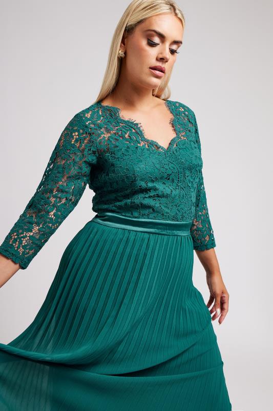 YOURS LONDON Plus Size Green Lace Detail Maxi Dress | Yours Clothing  4