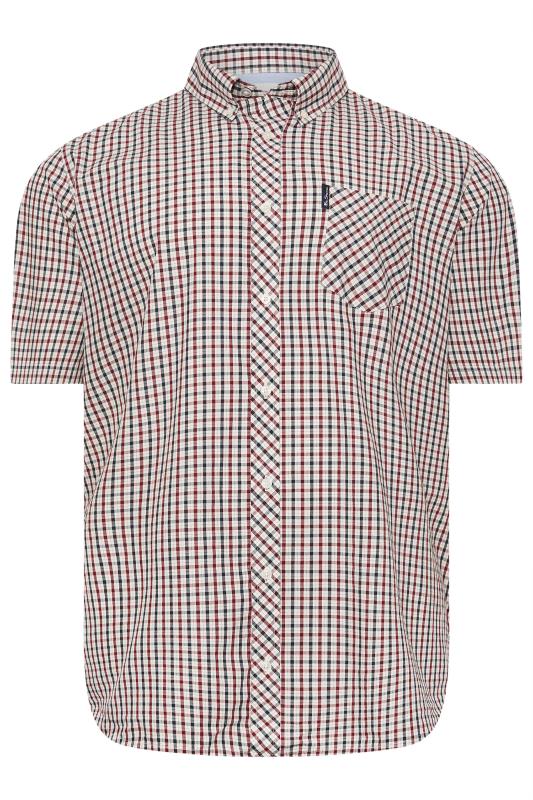 BEN SHERMAN Big & Tall Red Signature Gingham Check Short Sleeve Shirt | BadRhino 3