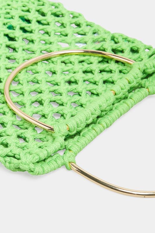 Green Crochet Handle Bag | Yours Clothing 5