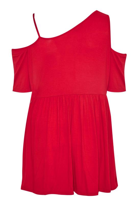 LIMITED COLLECTION Curve Red Asymmetric Cold Shoulder Smock Top_Y.jpg
