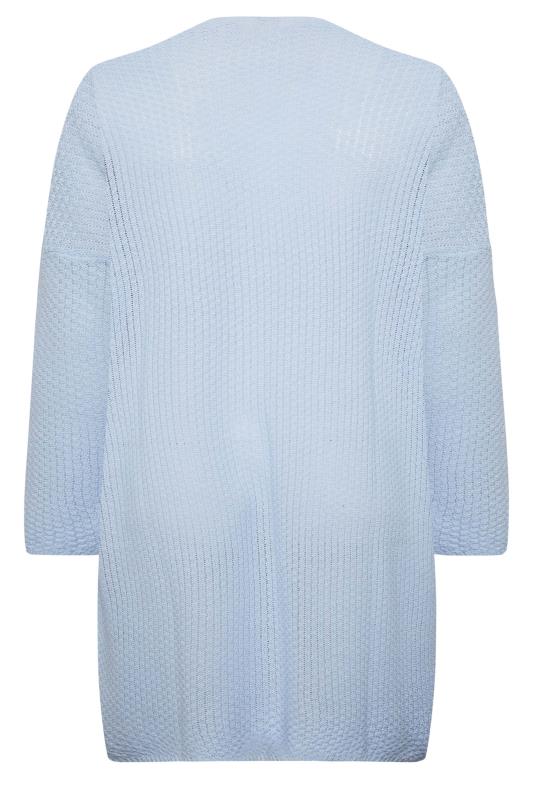 YOURS Curve Plus Size Baby Blue Knitted Long Sleeve Cardigan | Yours Clothing  7