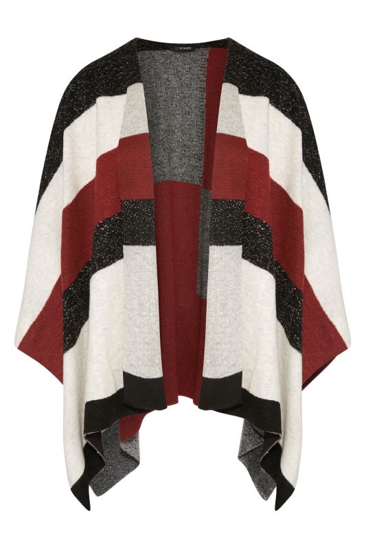 Grey & Red Colour Block Knitted Wrap Shawl_F.jpg