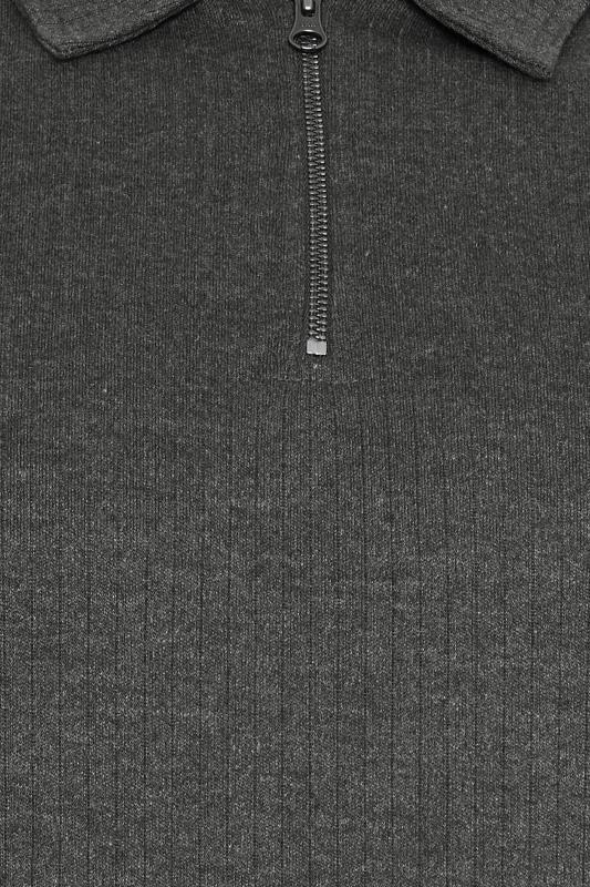 BadRhino Big & Tall Charcoal Grey Jacquard Zip Neck Polo Shirt | BadRhino 2