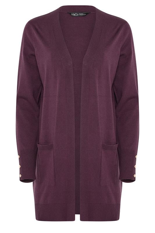 M&Co Berry Purple Button Detail Midi Cardigan | M&Co 5