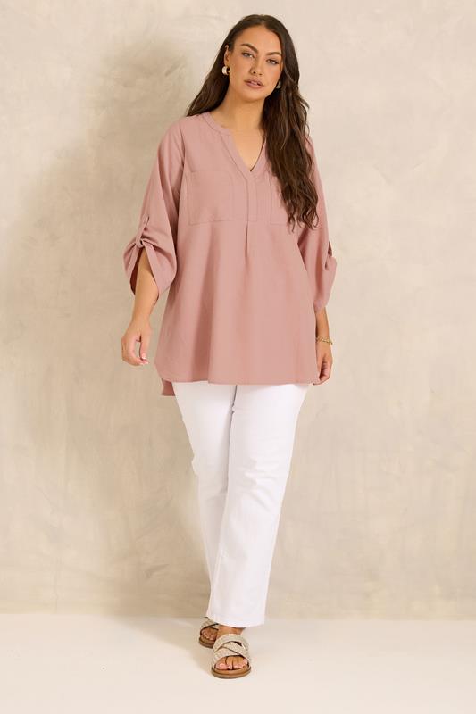 EVANS Plus Size Pink Utility Cotton Shirt | Evans 1