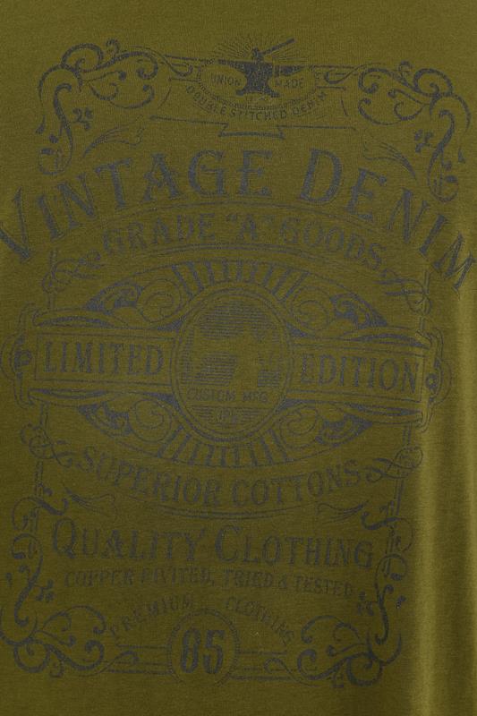 KAM Big & Tall Olive Green Vintage Denim Graphic Print T-Shirt | BadRhino 3