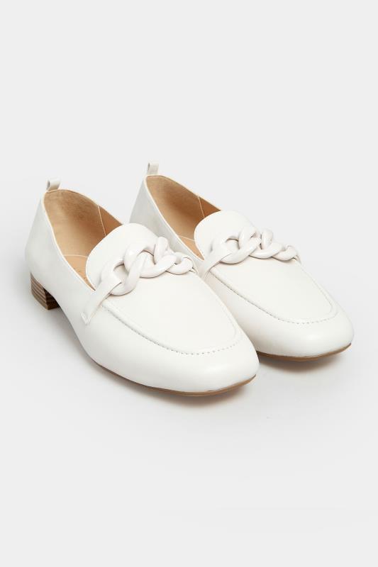 Plus Size  LIMITED COLLECTION Ivory White Chain Loafers In Wide E Fit