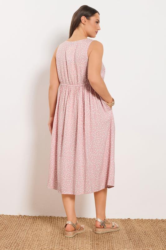 YOURS Plus Size Pink Ditsy Floral Sundress | Yours Clothing 5
