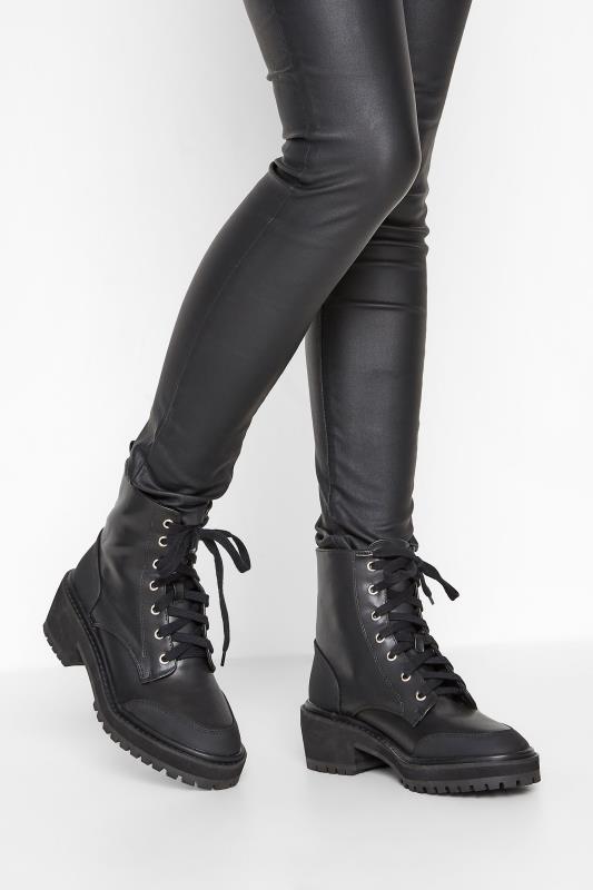  Grande Taille LTS Black Chunky Ankle Boots In Standard Fit